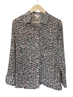Banana Republic Sheer Hearts Button Down Shirt- Size S - Petite
